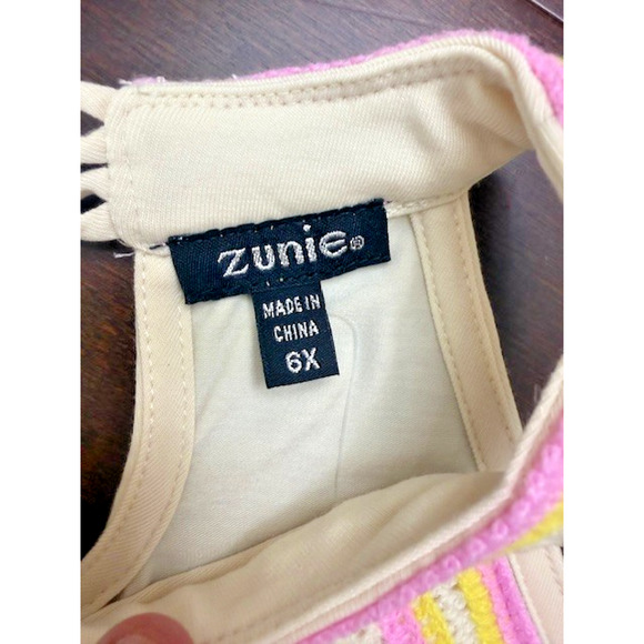 ZUNIE GIRLS DRESS BRIGHT PINK IVORY TULLE W/LOVE EMBROIDERED TOP SIZE 6X NEW $56 - Picture 7 of 10